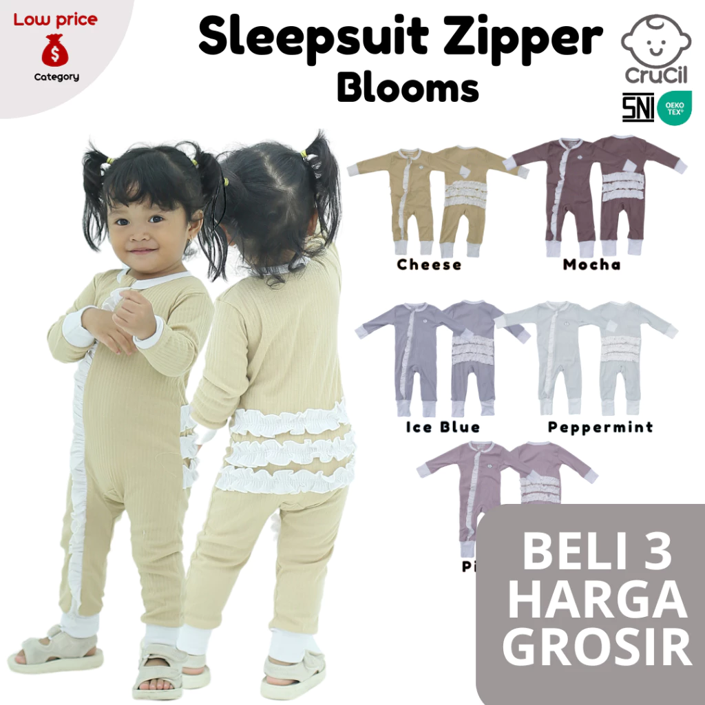 Crucil Sleepsuit Zipper Polar Bear Boy and Blooms Girl - Gambar 2