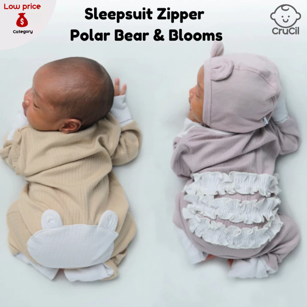 Crucil Sleepsuit Zipper Polar Bear Boy and Blooms Girl - Gambar 7