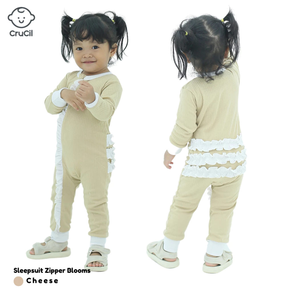Crucil Sleepsuit Zipper Polar Bear Boy and Blooms Girl - Gambar 6