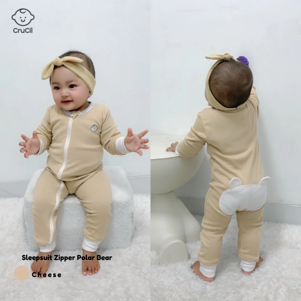 Crucil Sleepsuit Zipper Polar Bear Boy and Blooms Girl - Gambar 5