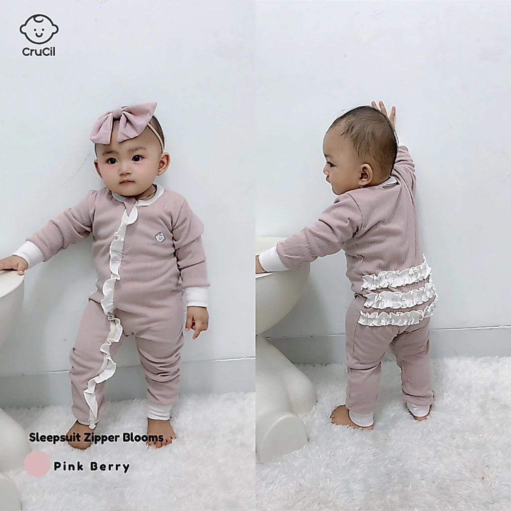 Crucil Sleepsuit Zipper Polar Bear Boy and Blooms Girl - Gambar 4
