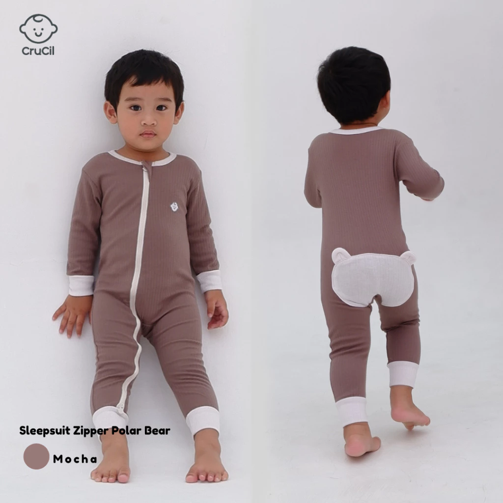 Crucil Sleepsuit Zipper Polar Bear Boy and Blooms Girl - Gambar 3