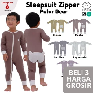 Crucil Sleepsuit Zipper Polar Bear Boy and Blooms Girl