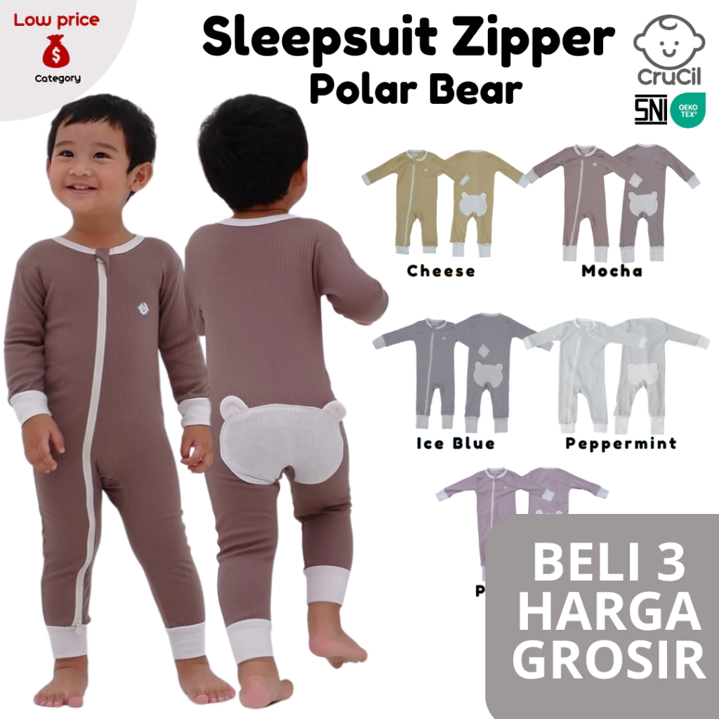 Crucil Sleepsuit Zipper Polar Bear Boy and Blooms Girl