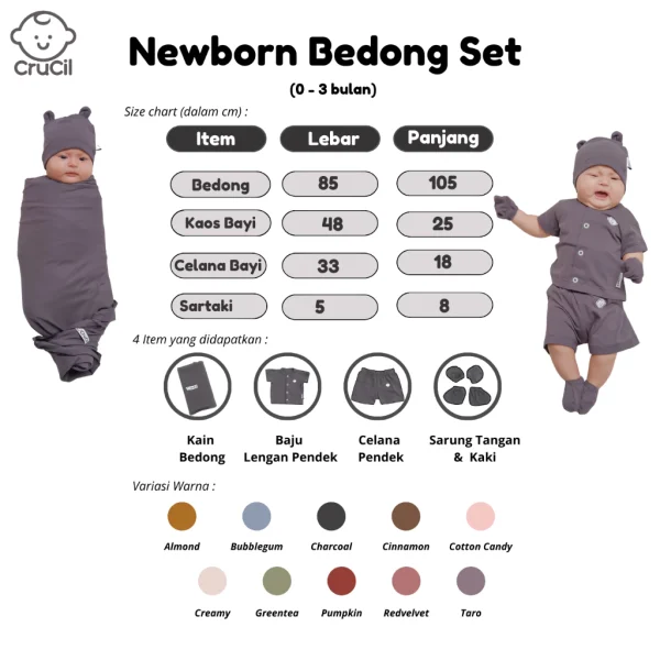 CruCil Factory Bedong Bayi Set Bundle - Gambar 4